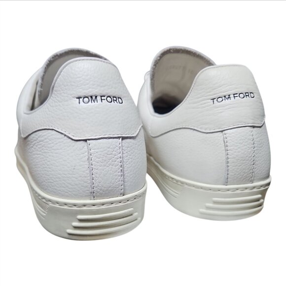 TOM FORD | Warwick White Grained Leather Low-Top Sneakers in Size US 16 - Picture 7 of 10